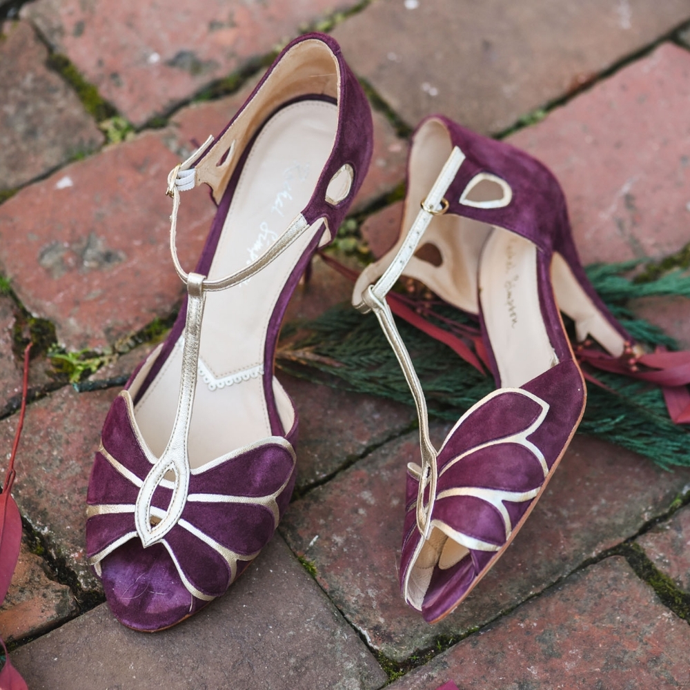 DISCONTINUED Rachel Simpson Berry Mimosa T-strap Shoes